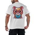 Adorable Book Lover Quokka With Reading Glasses Cute Men's Back Print T-Shirt Adorable Book Lover Quokka With Reading Glasses Cute Men's Back Print T-Shirt