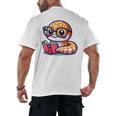 Adorable Book Lover Rattlesnake With Reading Glasses Cute Men's Back Print T-Shirt Adorable Book Lover Rattlesnake With Reading Glasses Cute Men's Back Print T-Shirt