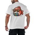 Adorable Book Lover Salmon With Reading Glasses Cute Men's Back Print T-Shirt