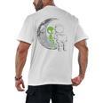 Astronaut Reading Book To Alien Moon Space Women Kids Men Premium Tri-Blend Men's Back Print T-Shirt
