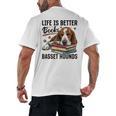 Basset Hound Dog Breed Life Is Better With Books And a For Men Women Girls Kids Men's Back Print T-Shirt