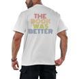 The Book Was Better Retro 70s Vintage Premium Tri-Blend Men's Back Print T-Shirt
