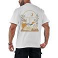 Book Lover Moonlight Reading Scene Night Men's Back Print T-Shirt Book Lover Moonlight Reading Scene Night Men's Back Print T-Shirt