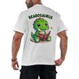 Book Lover Reading Dinosaur Readosaurus Library Men's Back Print T-Shirt
