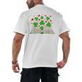 Book With Shamrocks Librarian Saint Patrick's Day Kids Men's Back Print T-Shirt Book With Shamrocks Librarian Saint Patrick's Day Kids Men's Back Print T-Shirt