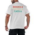 Books Coffee Cats Social Justice Men's Back Print T-Shirt Books Coffee Cats Social Justice Men's Back Print T-Shirt