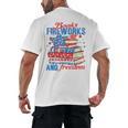 Books Fireworks And Freedom 4th Of July Book Lover Men's Back Print T-Shirt