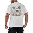 Bookshelves With Books & Plants Premium Men's Back Print T-Shirt Bookshelves With Books & Plants Premium Men's Back Print T-Shirt