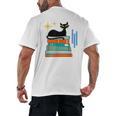 Cat And Books Retro Midcentury Mid Century Aesthetic Men's Back Print T-Shirt Cat And Books Retro Midcentury Mid Century Aesthetic Men's Back Print T-Shirt