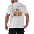 Cat Fall In Love With Reading Book Lover Autumn Men's Back Print T-Shirt