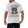 Cat Glasses Coffe Books I Am Awake Please Respect My Privacy Men's Back Print T-Shirt Cat Glasses Coffe Books I Am Awake Please Respect My Privacy Men's Back Print T-Shirt