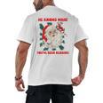 Christmas Bookish He Knows What You'Ve Been Reading Women Men's Back Print T-Shirt