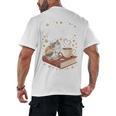 Coffee Cats & Books Cute Cat Book Lover Reading Men's Back Print T-Shirt
