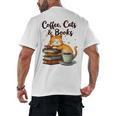 Coffee Cats And Books Lover For Women & Girls Coffee Men's Back Print T-Shirt Coffee Cats And Books Lover For Women & Girls Coffee Men's Back Print T-Shirt