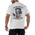 I Like My Coffee ICY & My Books Spicy For Book Lovers Men's Back Print T-Shirt I Like My Coffee ICY & My Books Spicy For Book Lovers Men's Back Print T-Shirt
