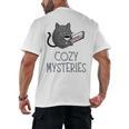 Cozy Mysteries Coffee And Novel For Book Lovers Men's Back Print T-Shirt Cozy Mysteries Coffee And Novel For Book Lovers Men's Back Print T-Shirt
