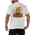 Cute Autumn Gnome Reading Pumpkin Book Lover Men's Back Print T-Shirt