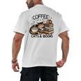 Cute Coffee Cats Books Lover Idea Women Men Kids Men's Back Print T-Shirt Cute Coffee Cats Books Lover Idea Women Men Kids Men's Back Print T-Shirt
