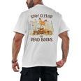 Cute Fox Stay Clever Read Books For Librarian Or Bookworm Men's Back Print T-Shirt