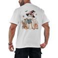 Cute Ghost Reading Book Librarian Book Lover Men's Back Print T-Shirt Cute Ghost Reading Book Librarian Book Lover Men's Back Print T-Shirt