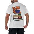 Cute Kawaii Kids Reading Books Glasses Red Panda Lover Men's Back Print T-Shirt
