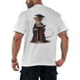 Cute Mouse Reading Book Graduation Men's Back Print T-Shirt Cute Mouse Reading Book Graduation Men's Back Print T-Shirt