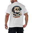 Cute Panda Reading Book Under Moon Bookworm Coffee Lover Men's Back Print T-Shirt