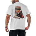 Cute Red Panda Reading Book Animal Bookworm Men's Back Print T-Shirt Cute Red Panda Reading Book Animal Bookworm Men's Back Print T-Shirt