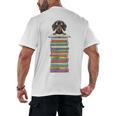 Cute Wiener Dog Dachshund Reading On Pile Of Books Men's Back Print T-Shirt Cute Wiener Dog Dachshund Reading On Pile Of Books Men's Back Print T-Shirt