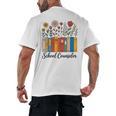 Cute Wildflower Book School Counseling Life School Counselor Men's Back Print T-Shirt Cute Wildflower Book School Counseling Life School Counselor Men's Back Print T-Shirt