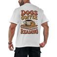 Dogs Coffee Reading Book Lover Men's Back Print T-Shirt Dogs Coffee Reading Book Lover Men's Back Print T-Shirt