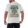 Earth Day Save Earth It´s Only Planet With Books Reader Men's Back Print T-Shirt