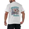 Easily Distracted By Dragons And Books Bookworm Men's Back Print T-Shirt Easily Distracted By Dragons And Books Bookworm Men's Back Print T-Shirt