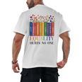 Equality Hurts No One LGBTQ Pride Books And Flowers Men's Back Print T-Shirt Equality Hurts No One LGBTQ Pride Books And Flowers Men's Back Print T-Shirt