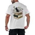 Fantasy Drama Tragedy Cat Book Lover Reading Humor Men's Back Print T-Shirt