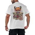 Fox Read Books Be Kind Stay Weird Reader Cute Nerd Bookworm Men's Back Print T-Shirt Fox Read Books Be Kind Stay Weird Reader Cute Nerd Bookworm Men's Back Print T-Shirt