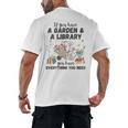 Gardening & Library Lover Books Reading Plants Cute Men's Back Print T-Shirt