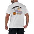 Ghost Reading Halloween Women Teacher Book Lover Men's Back Print T-Shirt Ghost Reading Halloween Women Teacher Book Lover Men's Back Print T-Shirt
