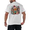 Gingerbread Reading Book Lovers Christmas Bookworm Librarian Premium Men's Back Print T-Shirt