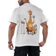 Giraffe Reading Tea Books Coffee Book Lover Graphic Men's Back Print T-Shirt Giraffe Reading Tea Books Coffee Book Lover Graphic Men's Back Print T-Shirt