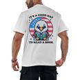 A Good Day To Read a Book Reading Eagle With American Flag Men's Back Print T-Shirt