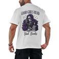 Good Girls Read Bad Books Sarcastic Skeleton Goth Skull Men's Back Print T-Shirt Good Girls Read Bad Books Sarcastic Skeleton Goth Skull Men's Back Print T-Shirt