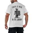 Halloween Skeleton Pun Book Lover Library Joke Men's Back Print T-Shirt