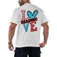 I Heart Books Love Reading Red And Stripe Animated Cat For Men Women Girls Kids Men's Back Print T-Shirt