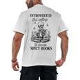 Introvert Read Spicy Books Lover Bookworm Skeleton Reading Men's Back Print T-Shirt Introvert Read Spicy Books Lover Bookworm Skeleton Reading Men's Back Print T-Shirt
