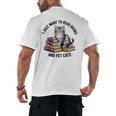 I Just Want To Read Books And Pet Cats Raglan Baseball Tee Men's Back Print T-Shirt I Just Want To Read Books And Pet Cats Raglan Baseball Tee Men's Back Print T-Shirt
