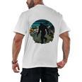 Just Me And My Yeti Retro Sunset Mountain Hiking Introvert Men's Back Print T-Shirt Just Me And My Yeti Retro Sunset Mountain Hiking Introvert Men's Back Print T-Shirt