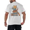 Kawaii Cat Coffee Books Teacher Men Women Girls Kids Men's Back Print T-Shirt