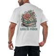 Leer ES Poder Cute Floral Spanish Teacher Book Reading Men's Back Print T-Shirt