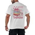 Librarian Books Are My Valentine Teacher Valentines Teach Men's Back Print T-Shirt